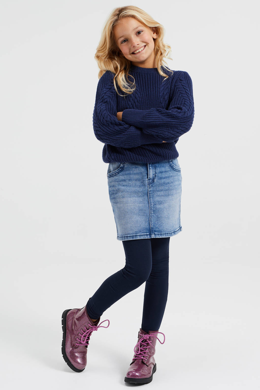 WE Fashion legging - set van 2 donkerblauw