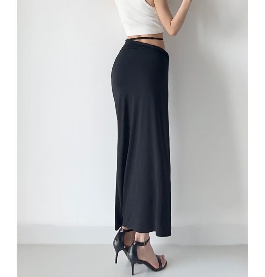 Hollahop - Hoge taille effen asymmetrische maxi H-lijn rok