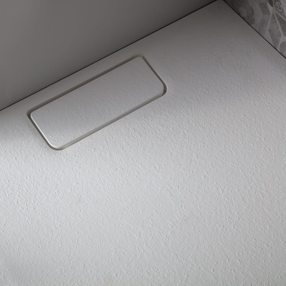 Douchebak 80x120 extra vlak wit mat in steenlook mineraal gegoten | Mart