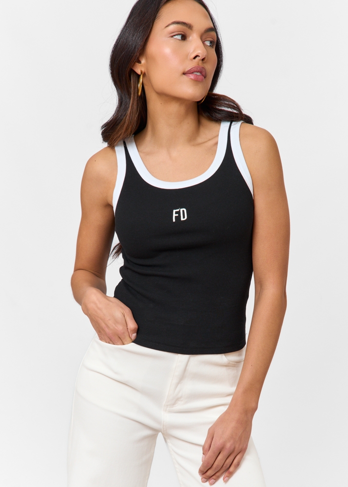 FD contrast tanktop zwart