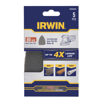 Irwin schuurgaas voor multischuurmachines Bosch PSM, Skil, Lux, Metabo, zelfklevend K80, 5 stuks