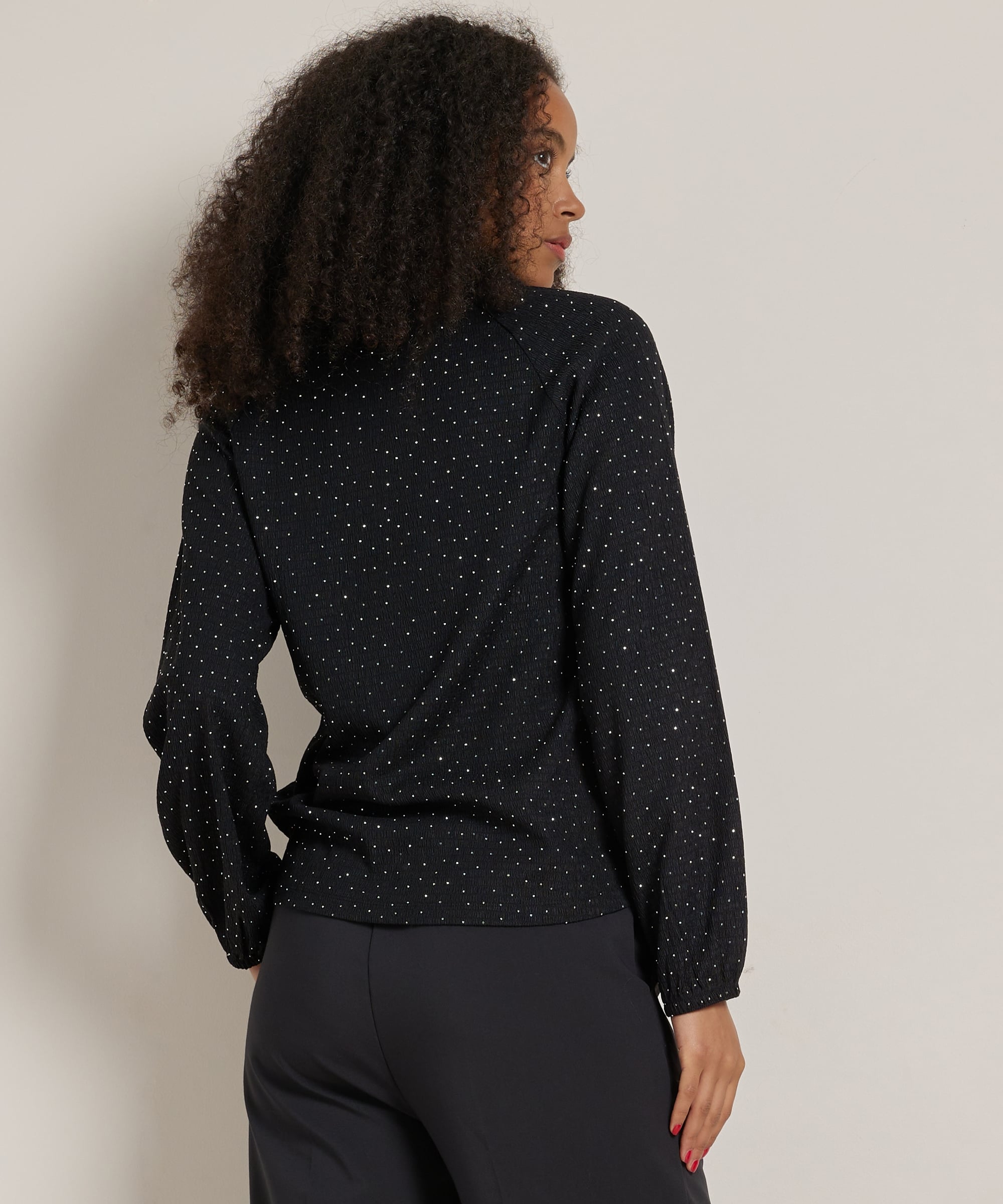 glitter top met kraag