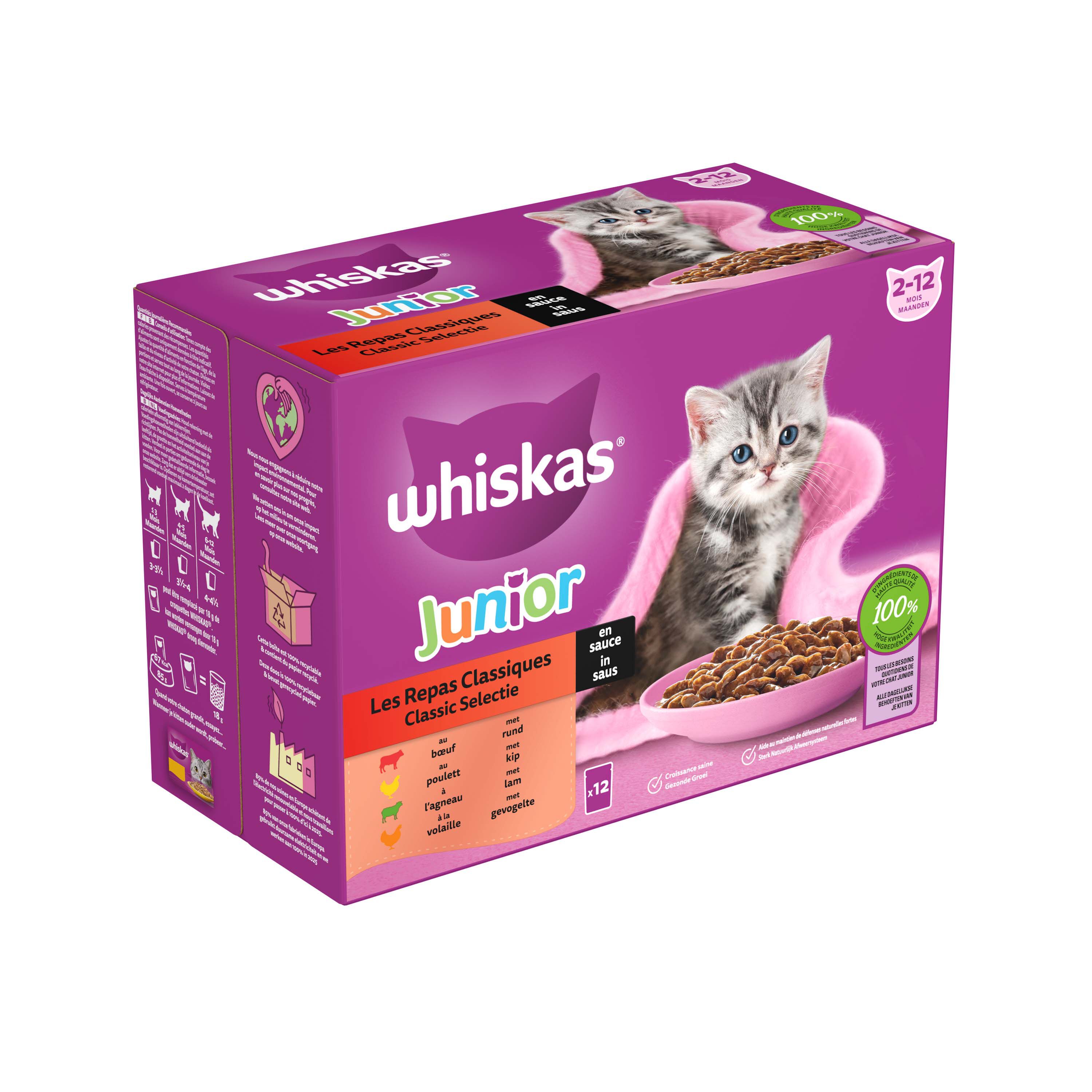 Whiskas Junior 1  Classic Meals - Kattenvoer - 12x85 gram - 1020 Gram - saus