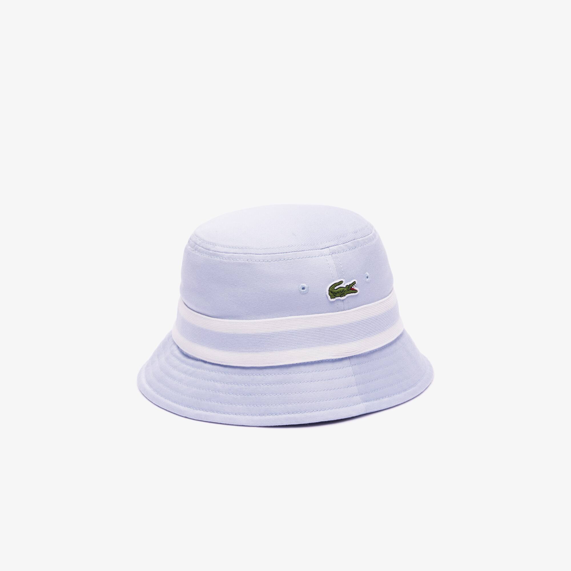 Bob en gabardine de coton avec bandes contrastées Chapeaux & Casquettes - Bleu - Lacoste - Femme