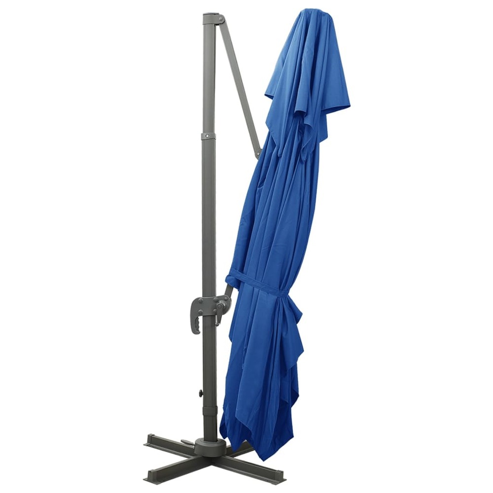 Parasol déporté à double toit 400 x 300 cm bleu