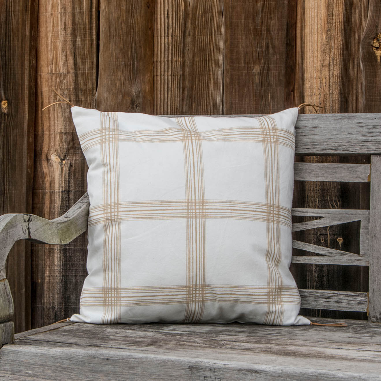 Febronie Housse de coussin Madras sable - 50x50 cm