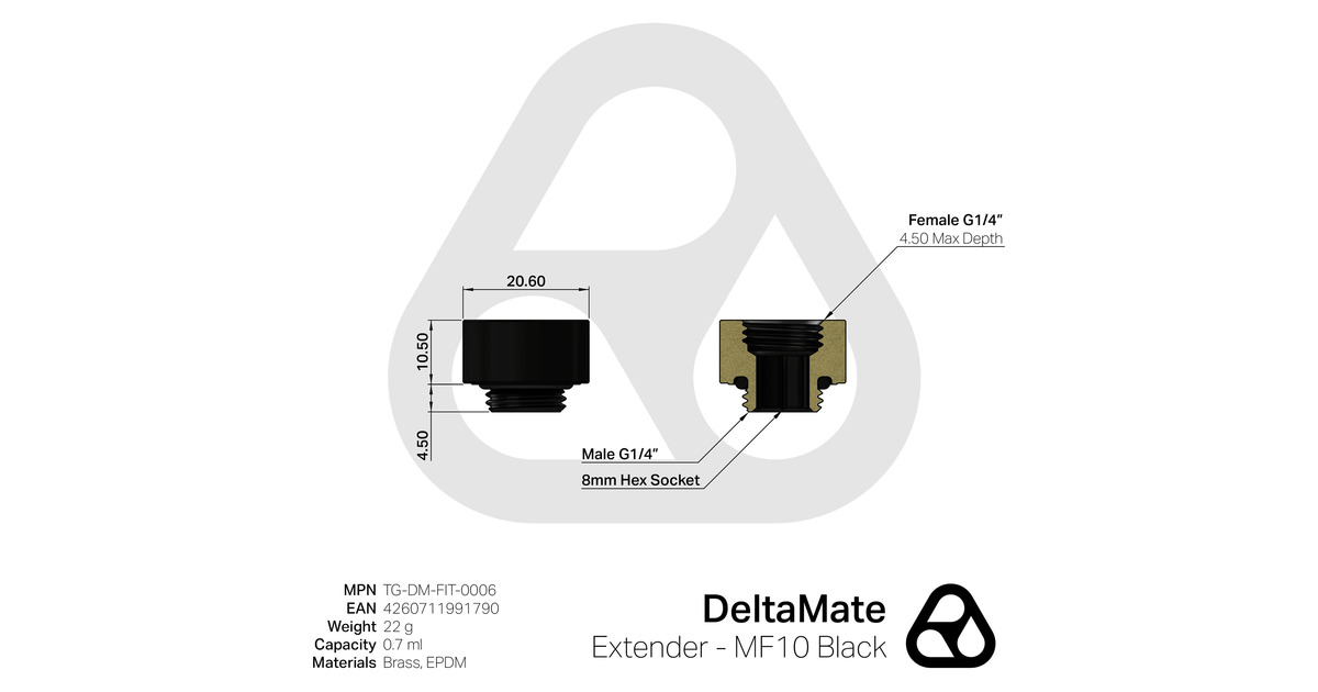 Thermal GrizzlyDeltaMate Extender - MF10 verbinding  (Zwart)