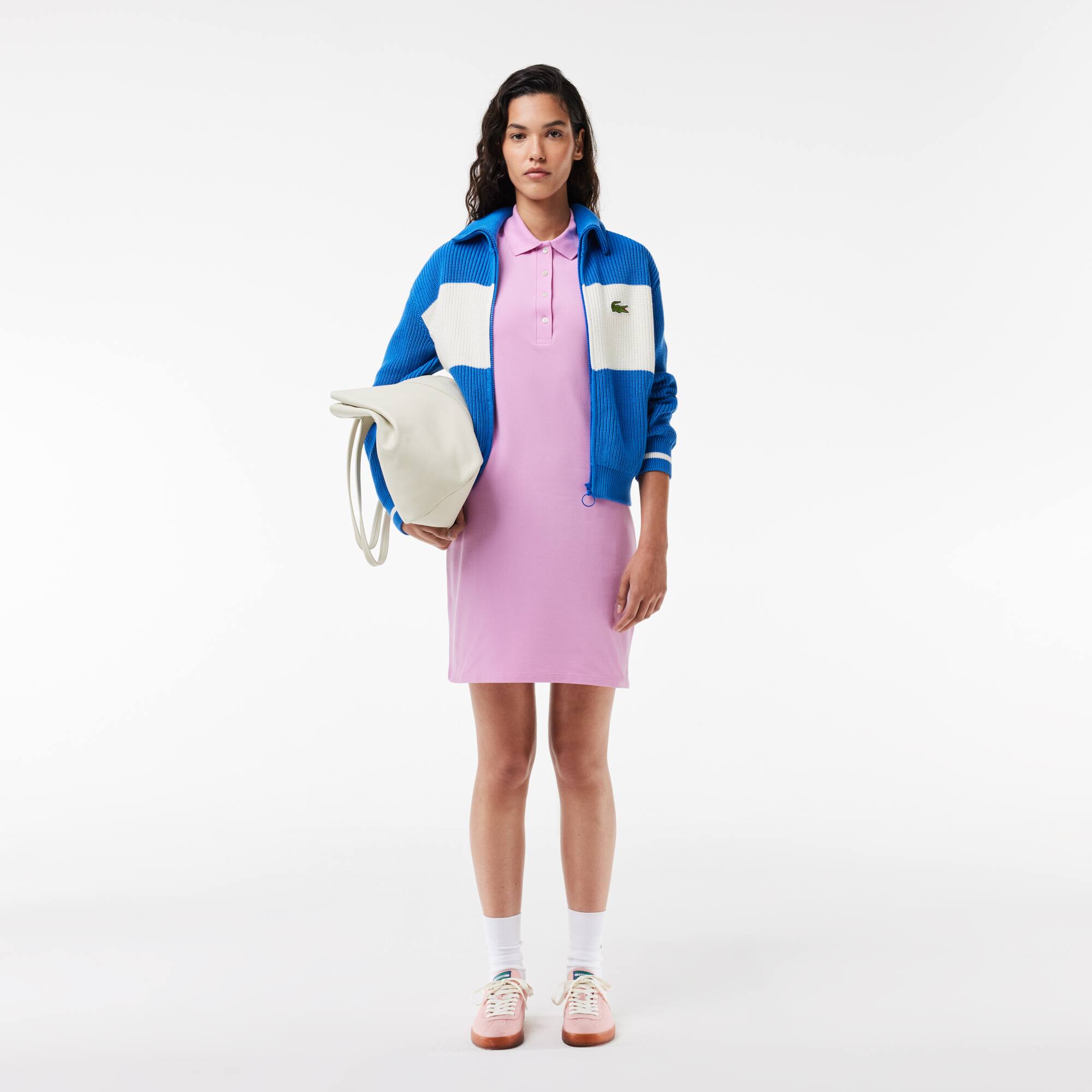 Robe polo en piqué de coton stretch Robes & Jupes - Rose - Lacoste - Femme