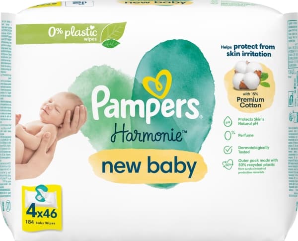Pampers Delicate Care New Baby Våtservietter 4 x 46 stk.