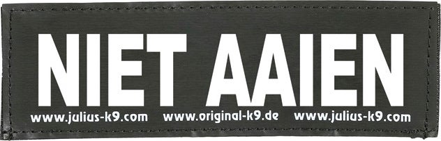 Julius K9 tekstlabel Niet aaien zwart 16 x 5 cm 2 stuks