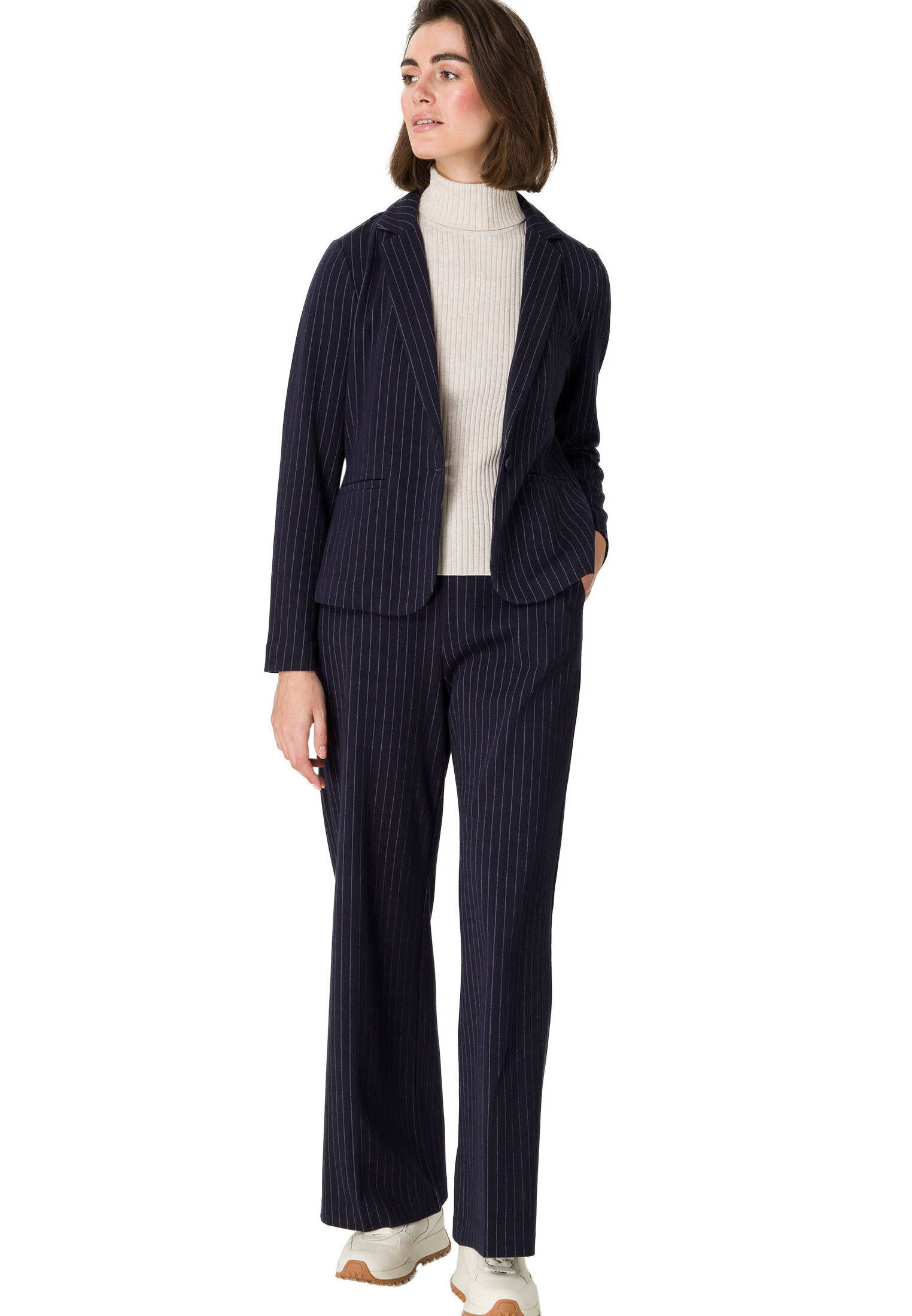 zero| Damen Jerseyblazer mit Nadelstreifen