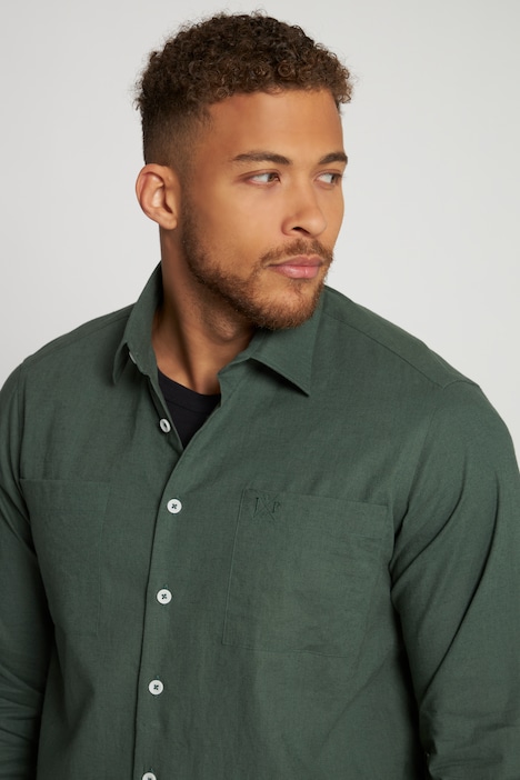 Overshirt, Langarm, Leinenmix, Kentkragen