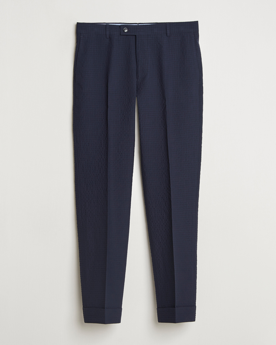 Morris Heritage Seersucker Suit Trousers Navy