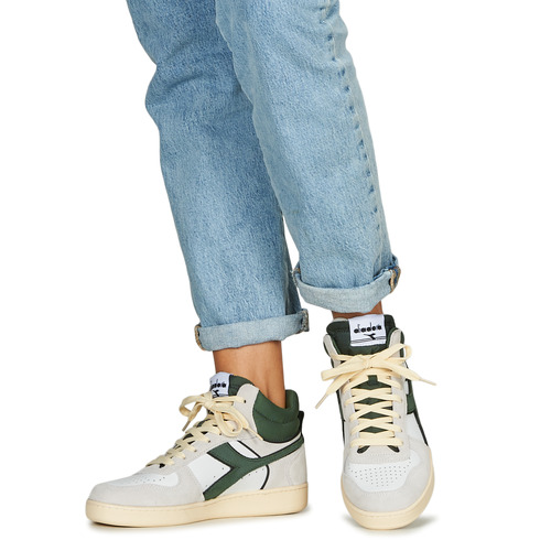 Diadora - MAGIC BASKET DEMI CUT SUEDE LEATHER - Blanc / Vert