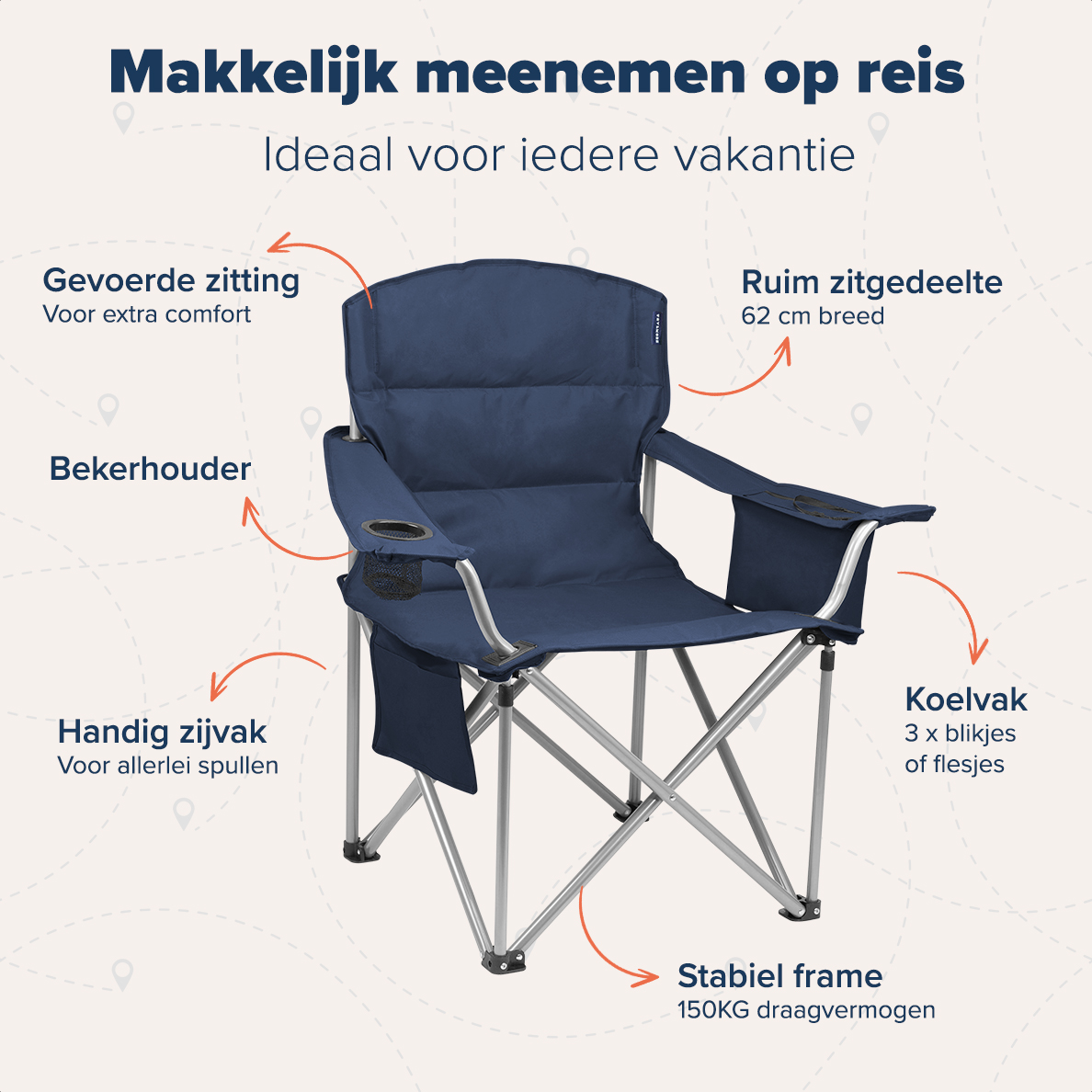 TRVLMORE set van 2 XL vouwstoelen - Blue