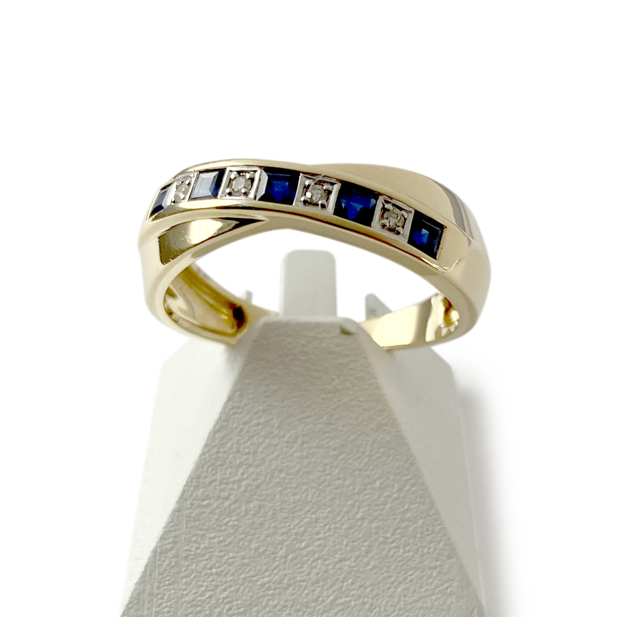 Bague d'occasion or 750 jaune saphirs et diamants