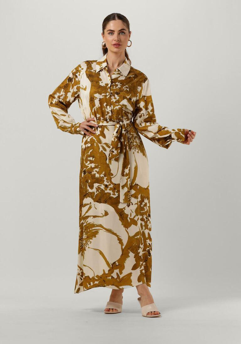 VANILIA gouden vanilia maxi jurk printed dress