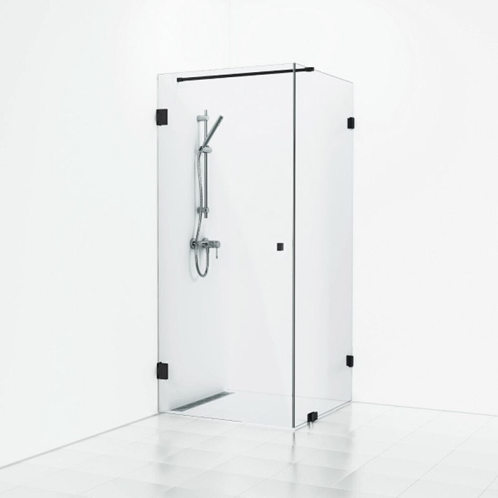 DUSJHJØRNE SVEDBERGS 180° 80X80CM KOMBI FROSTET GLASS SVART