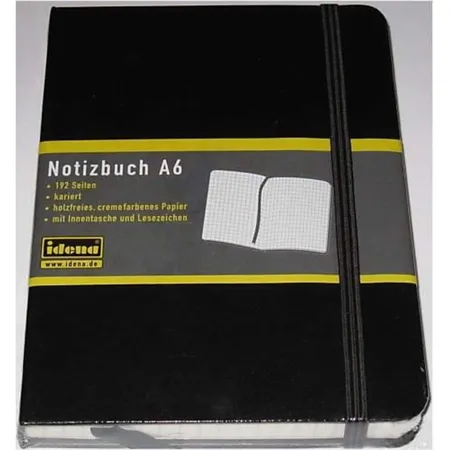 Idena Notizbuch A6, 192 Seiten, schwarz, kariert