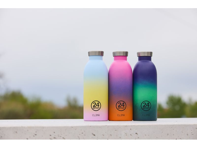 24Bottles Thermosflasche Clima 850 ml, Aurora Isolierflasche mit doppelwandiger Edelstahlisolation
