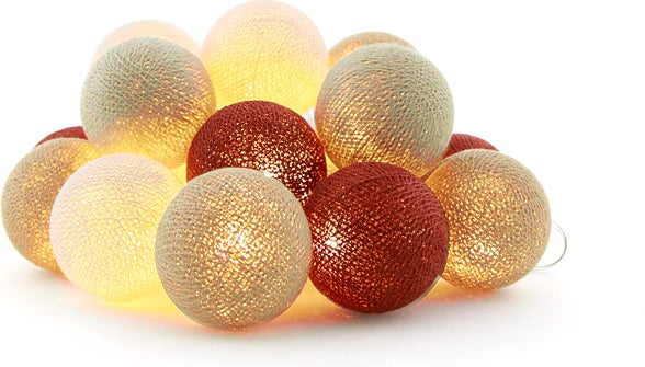 Cotton Ball Lights lichtsnoer Fall starter kit crème/koper 7,4 m met 20 lampen