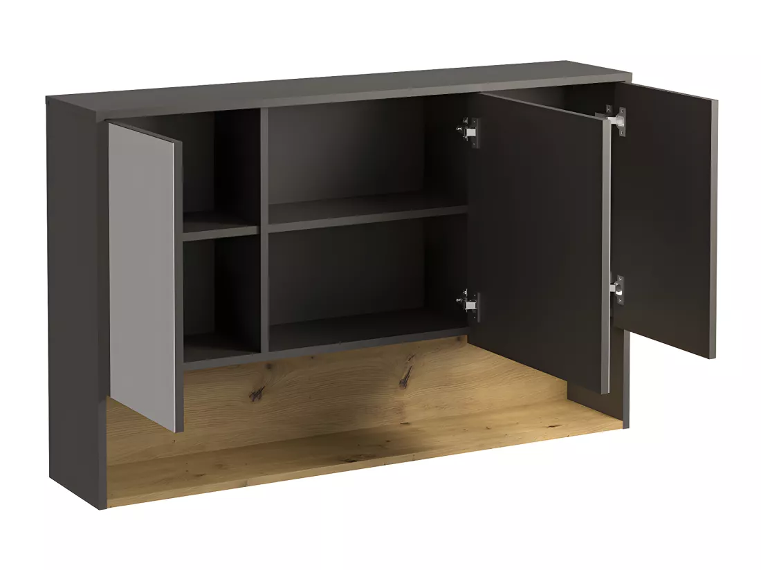 Meuble de salle de bain suspendu anthracite avec vasque à encastrer et armoire de toilette - 80 cm - YANGRA