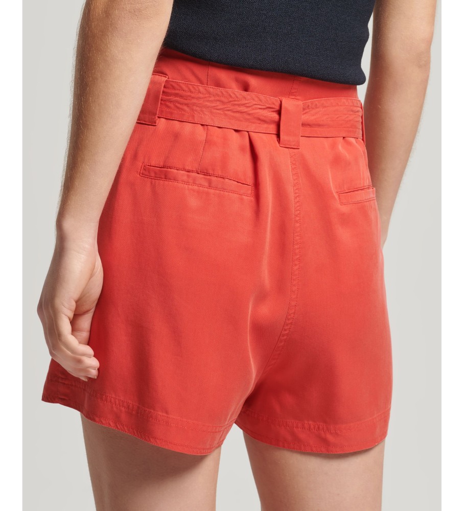Calções Superdry estilo paperbag vermelhos