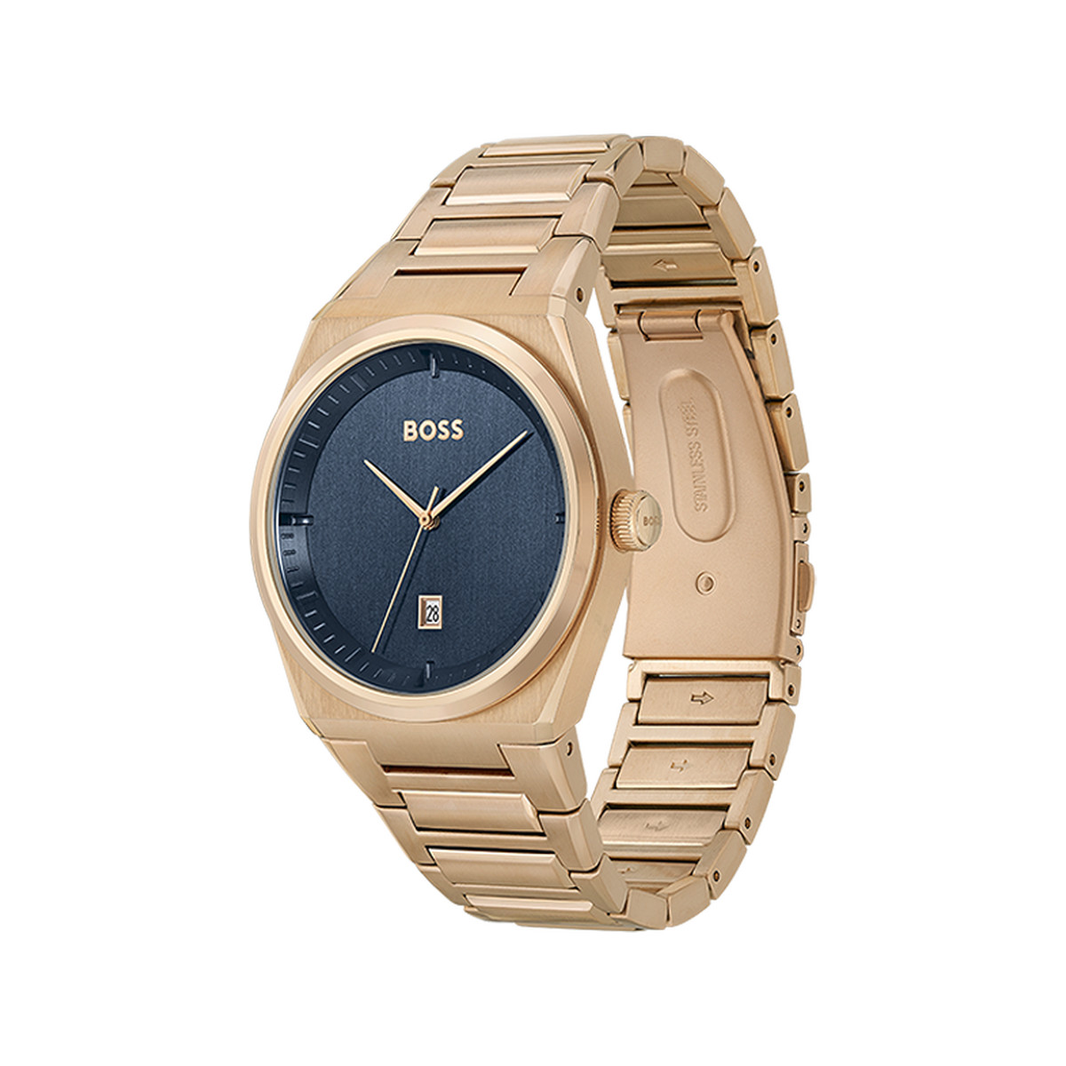 Montre BOSS Steer homme bracelet acier doré rose