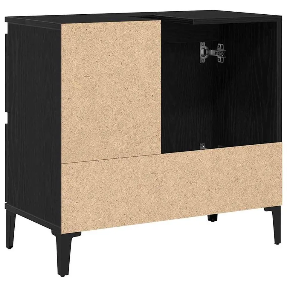 vidaXL - Wastafelonderkast met 1 deur 2 lades - Zwart eiken - Hout - 65x33x60 cm