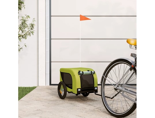 VIDAXL - Remorque de vélo pour chien vert et noir tissu oxford et fer