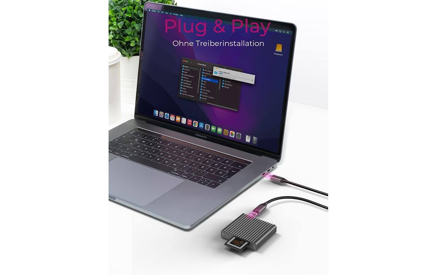 Card Reader Extern IB-CR404-C31Externer Multi-Kartenleser mit USB 3.1 Typ-C