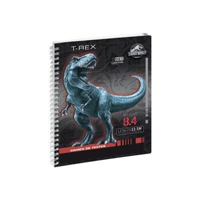 Exacompta Jurassic World - Cahier scolaire - reliure à anneaux métalliques - moyen - 170 x 220 mm - papier blanc - couvertures aux couleurs assorties - carton