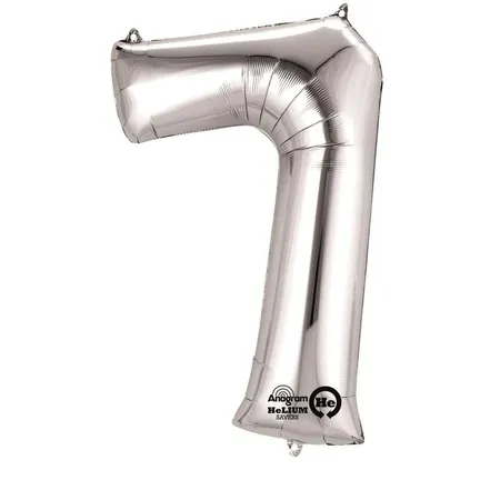 amscan Folienballon Zahl 7, silber, ca. 86cm