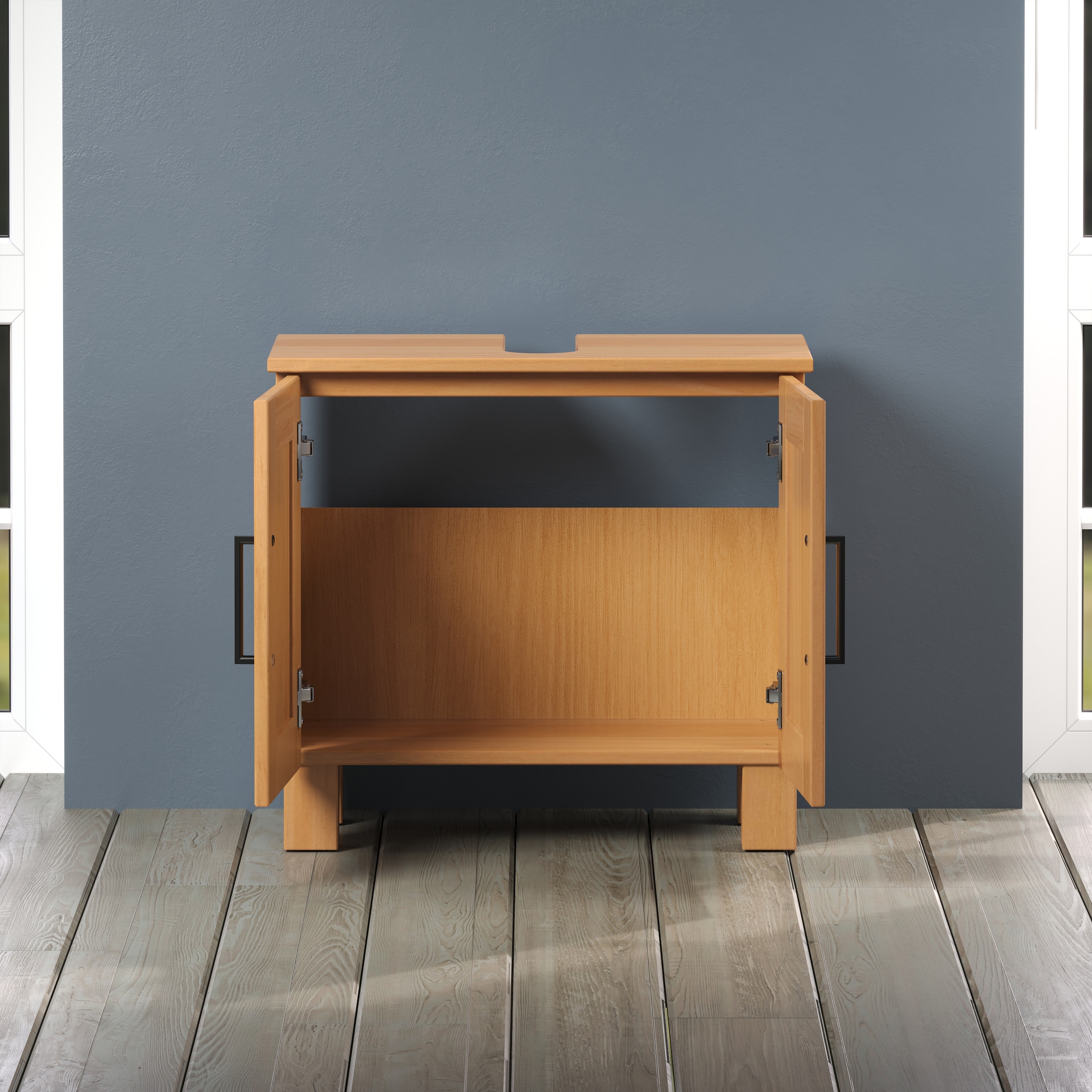 welltime Waschbeckenunterschrank »Ulea« 1 Stk. tlg. Waschtisch aus Massivholz mit Bügelgriffen - Masse (B/T/H) 60/30/80 cm