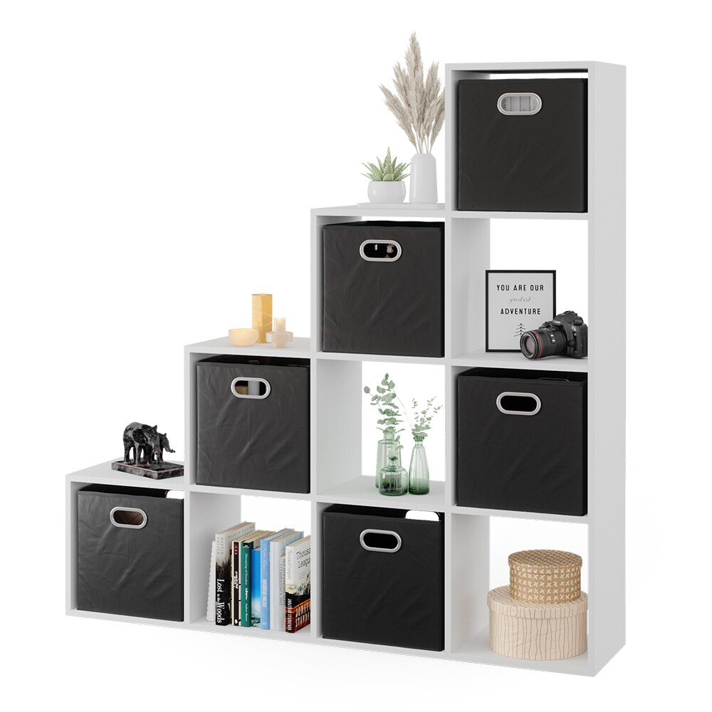 Vicco Treppenregal Raumteiler Bücherregal 10 Fächer Weiß Stufenregal Faltbox