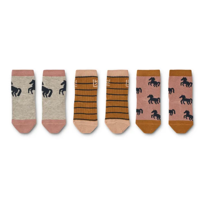 Liewood Lot 3 Paires Chaussettes Chevaux Silas | Vieux Rose