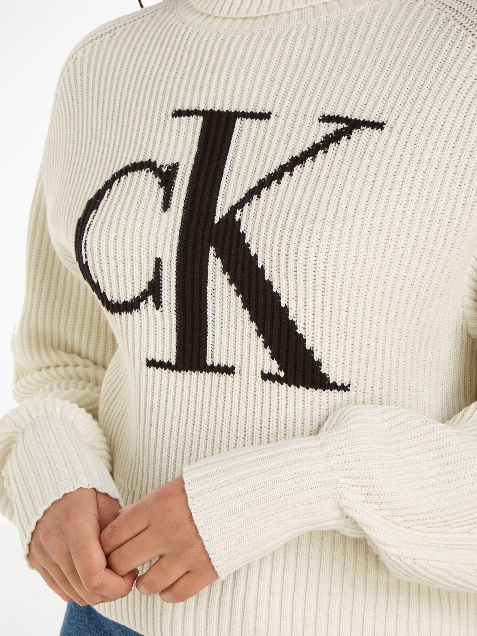 CALVIN KLEIN JEANS| Damen Rollkragenpullover BLOWN UP CK LOOSE SWEATER