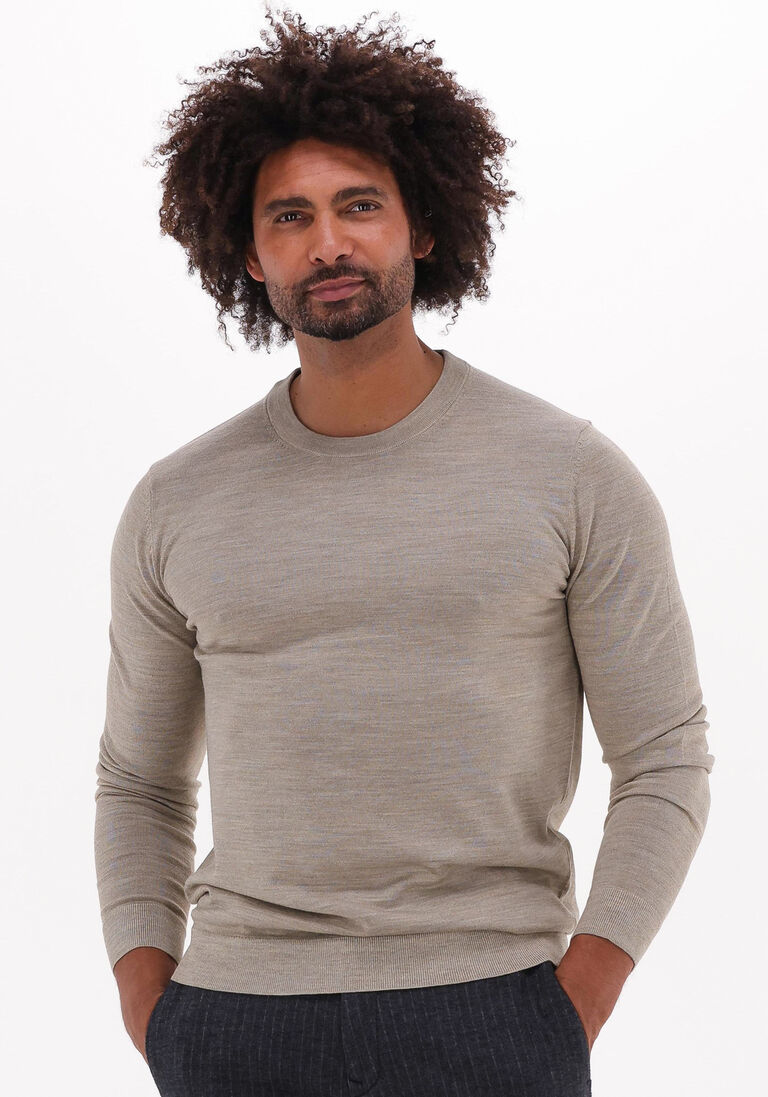 SELECTED HOMME beige selected homme trui slhtown merino coolmax knit crew