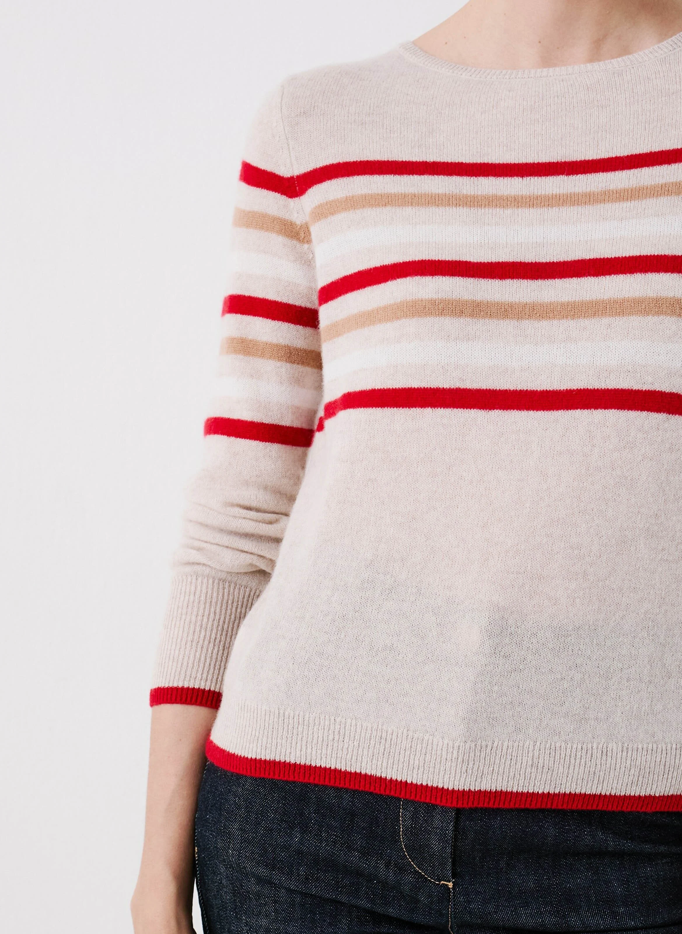 MZOELLA - Pull col rond en cachemire | Beige