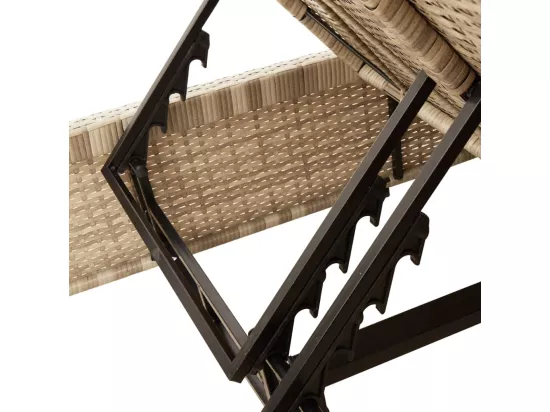 Chaise longue double avec coussins beige résine tressée