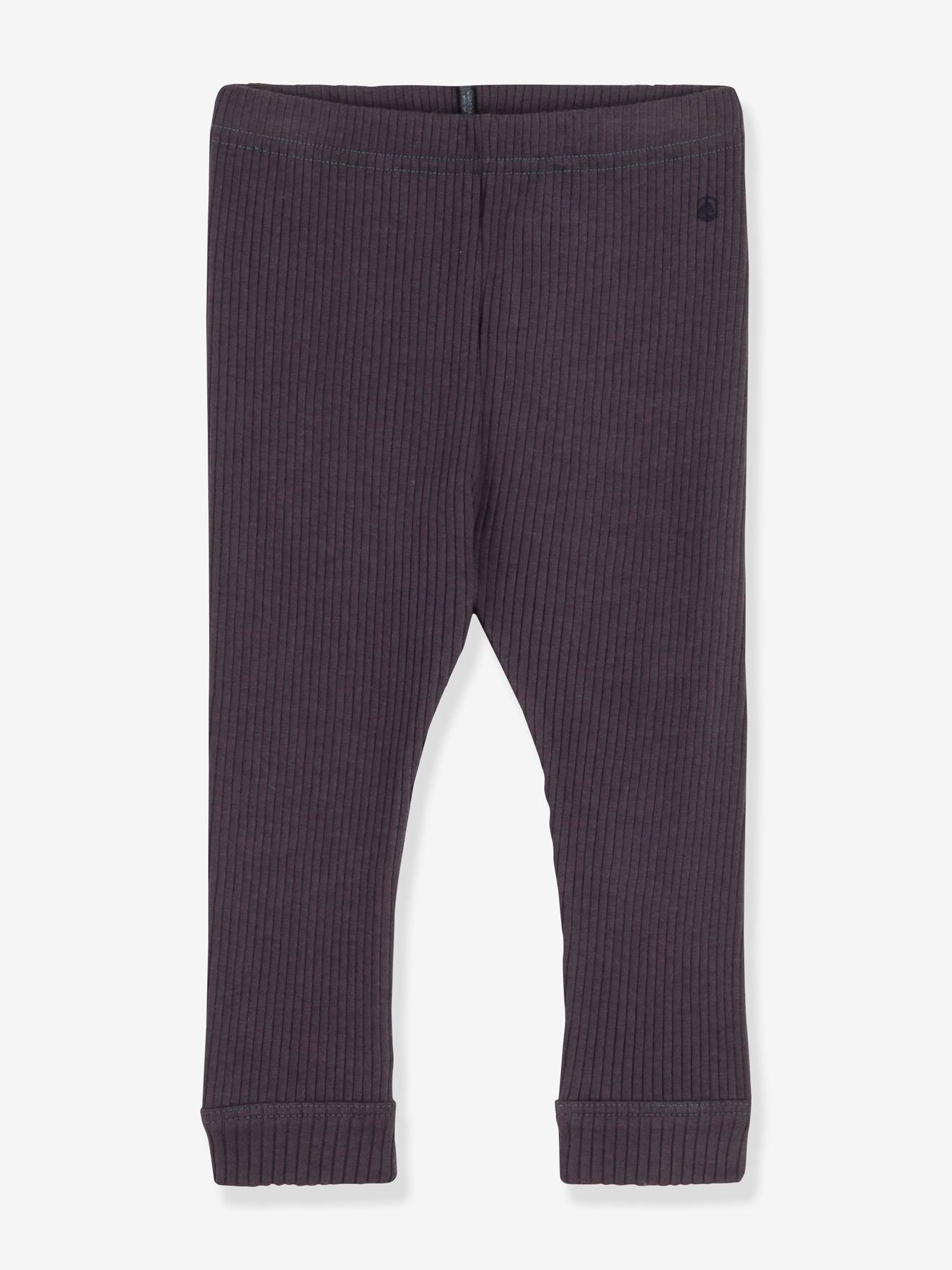 Calça legging canelada de algodão orgânico PETIT BATEAU, cinza