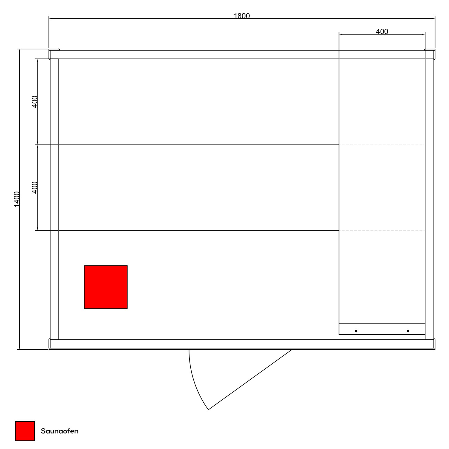 Dewello® Finnische Traditionelle Sauna SARNIA 180cm x 140cm inkl. 6 KW Harvia Ofen, inkl.Aufguss-Set, Sanduhr, Thermometer