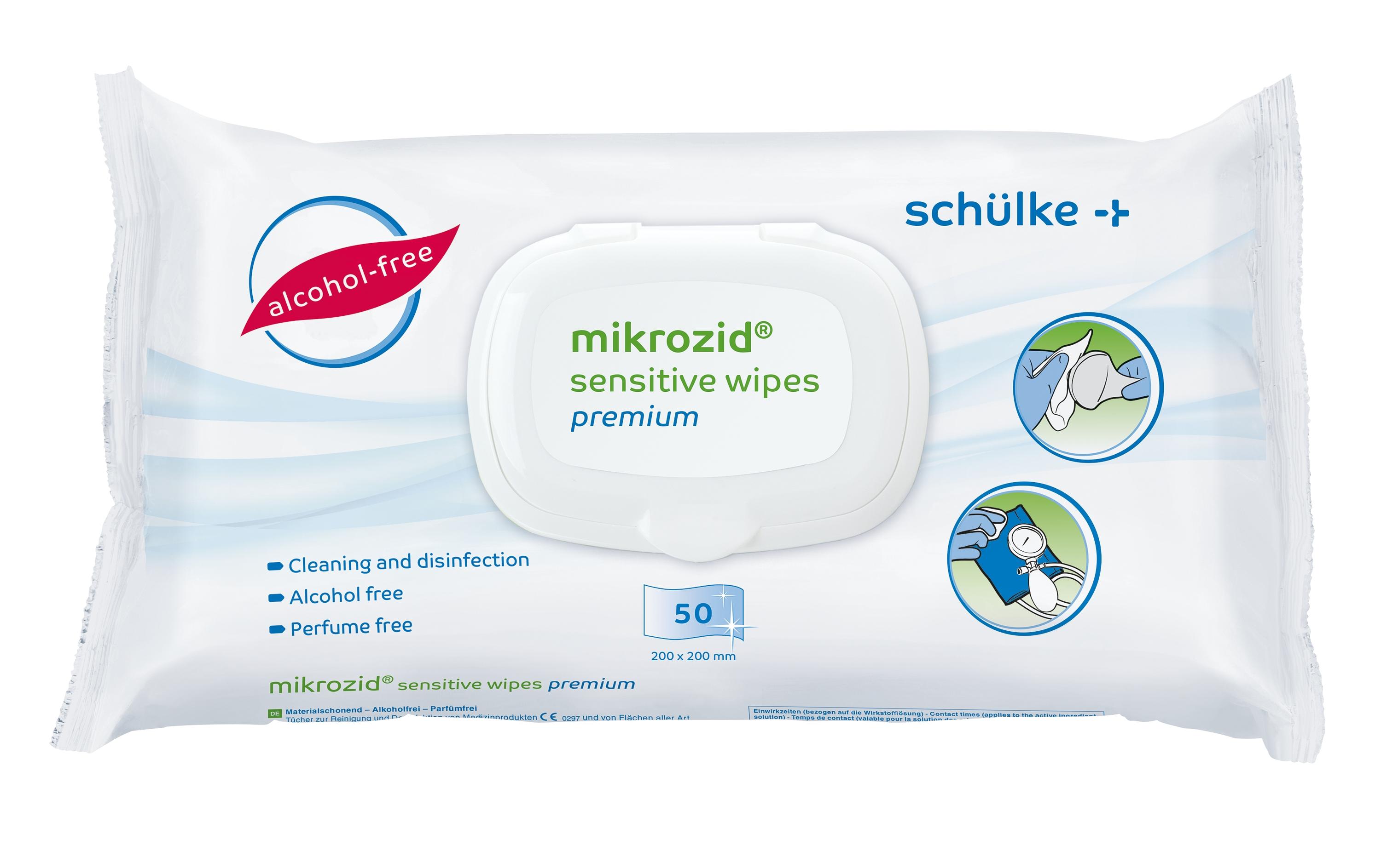 Mikrozid sensitive wipes premium 50 StückAlkoholfreie Tücher zur Desinfektion