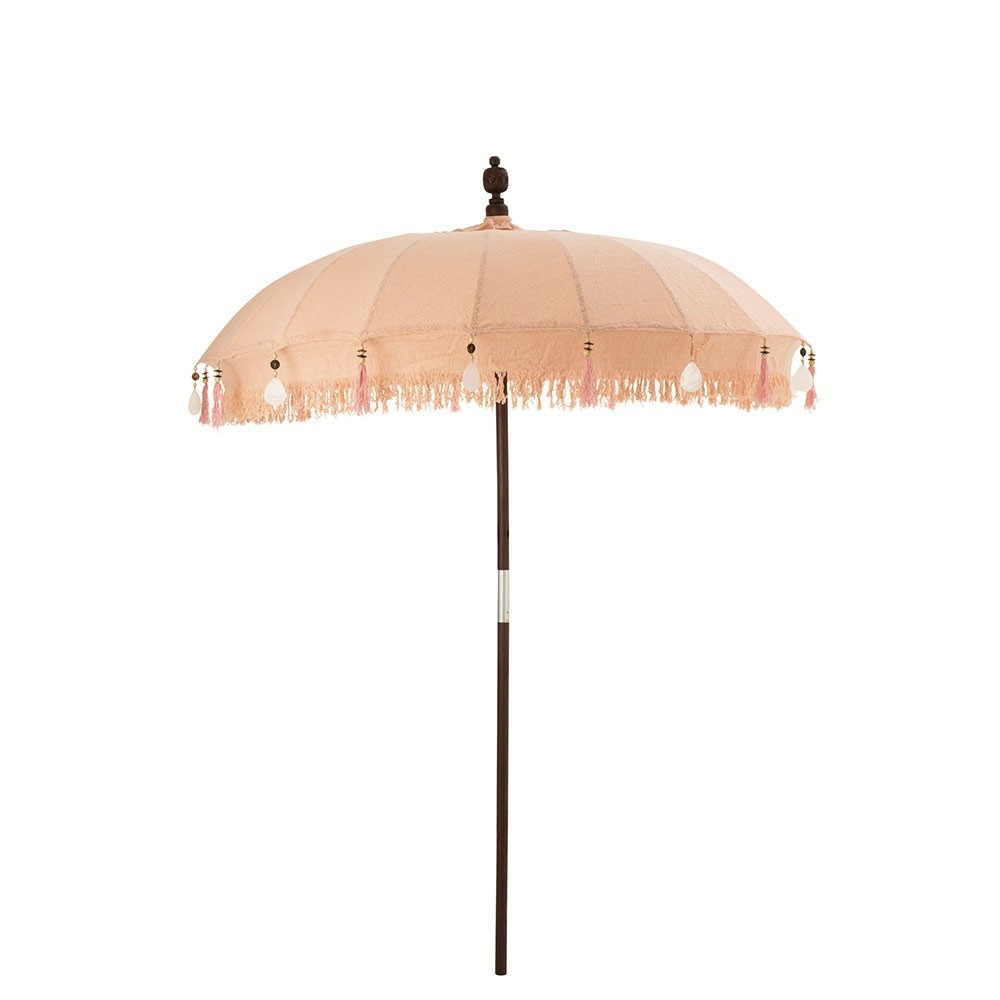 Parasol + pied floches/coquillages peche bois marron fonce l