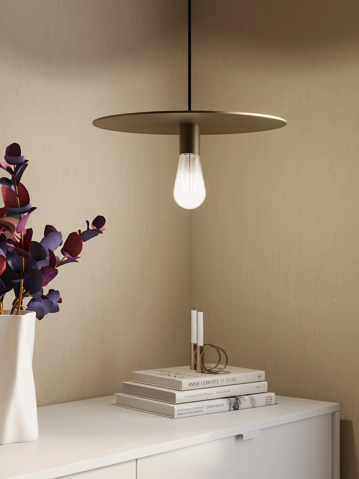 MOLIERE - Luminaire suspension circulaire en métal | Doré