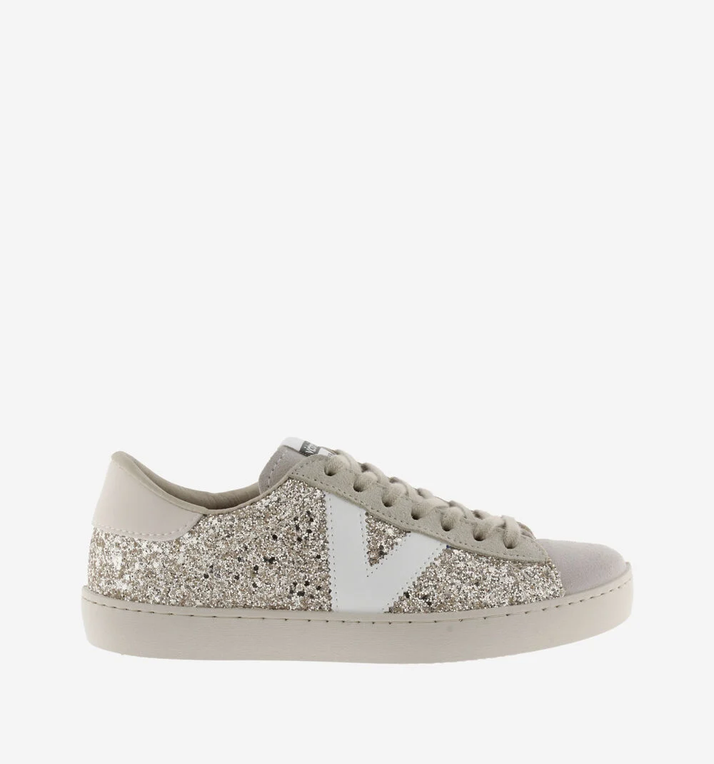 BERLÍN GLITTER Baskets glitter pour femme PLATINO