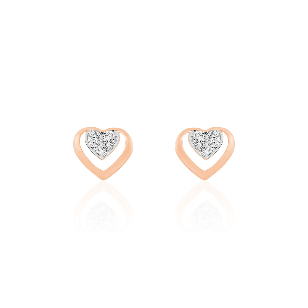 Boucles D'oreilles Puces Liana Or Rose Diamant
