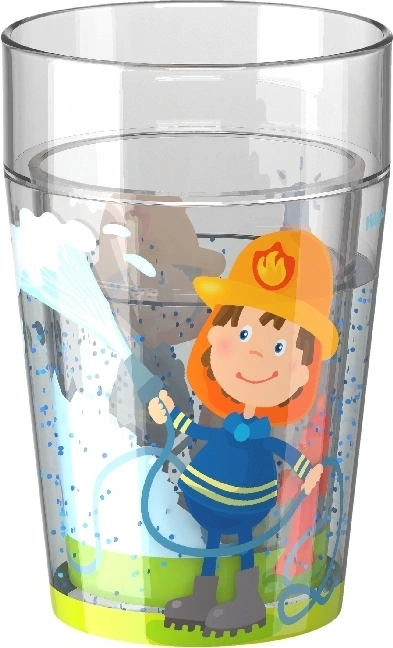 Glitzerbecher FEUERWEHR in transparent