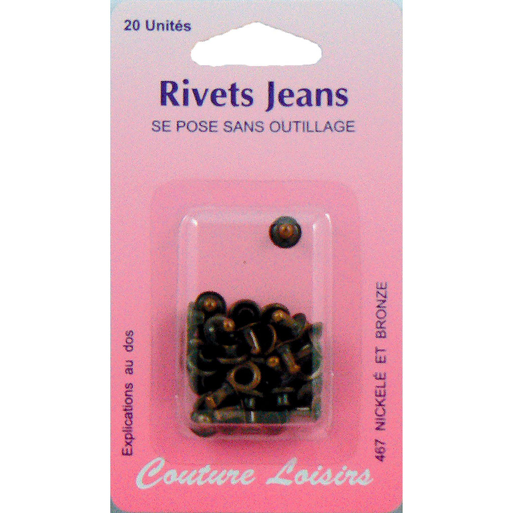 Lot de 20 rivets pour jeans bronze
