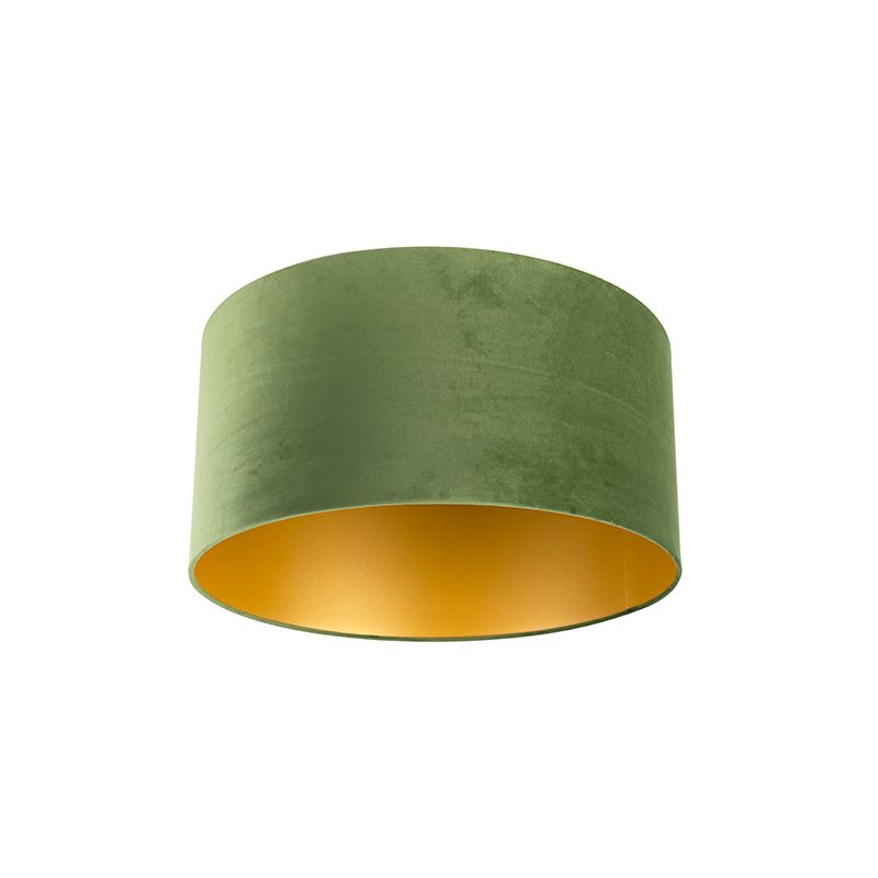Velours lampenkap groen 50/50/25 met gouden binnenkant